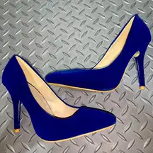 Royal blue velvet heels
