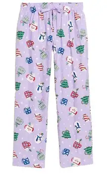 Old Navy Women XL Flannel Pajama Pants Christmas Purple Mugs Winter Xmas MidRise