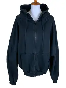 Popflex Zip Hoodie L XL Black Fleece Casual Streetwear