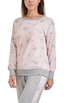 Splendid Light Pink & Grey Star Print Pajama Shirt