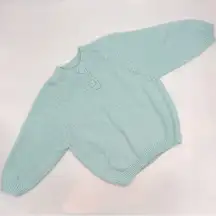 Vintage‎ Sweater Raglan 3/4 Sleeve Button Neck Crew 90s Relaxed Fit Cozy Medium