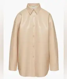 NWT Aritzia babaton Pelli jacket button down flax beige faux leather xxs 2xs
