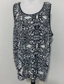 Plus Size Tiered Sleeveless Tunic Top Black/White Size 3x 26/28