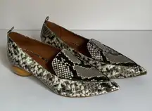 Jeffrey Campbell Viona-WD Snakeskin Print Loafers  Pointed Toe, Sculpted Heel 8