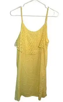 Charming Charlie  Sleeveless Sun Dress Yellow Lattice Overlay