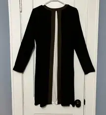 J. Jill Wearever black brown midi dress size medium neutral lagenlook minimalist