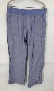 Road & Co Flip Top Lithe Linen Pant Women 14 Blue Minimalist Beach Coastal