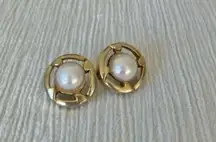 Vintage “Rosamund” Pearl and Gold Earrings Elegant Classic Style Minimal Pearlcore