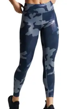 Noli‎ Guerra Hi-Rise Blue Metallic Camouflage Yoga Compression Leggings Medium