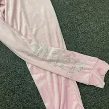 Juicy Couture  Womens Pink Big Bling Rhinestone Drawstring Velour Joggers US Sz L