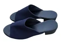 Alex Marie Blue Cloth Wedge Heel Slip On Sandal Open Toe Navy Size 10 womens