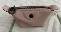 New Longchamp Le Pliage‎ Pale Pink Leather Coin Purse