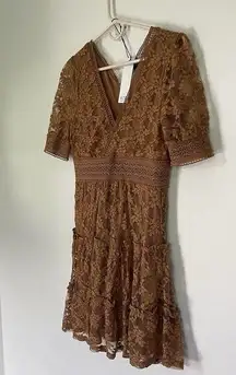 NWT NSR Womens Dress Medium Ruffle Peasant Boho Smocked Sleeve Tiered Romantic