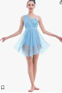 Odasco Lyrical Dance Costume Modern Contemporary Dancewear Sequin Tulle Leotard Dress