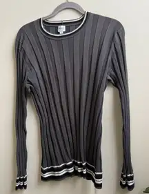 Emporio Armani Collezioni Women Long Sleeve Ribbed Round Neck Shirt Size XL