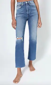 Re/done 70s Ultra High Rise Stove Pipe Vintage jeans Indigo Destroy size 28 DR