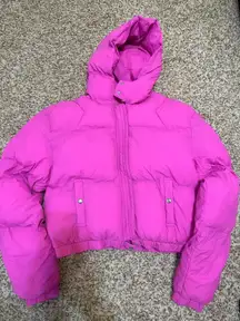 Pink Cropped Puffer Coat 