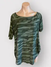 Plus Size 2X Super Soft Knit Green Camo Tee