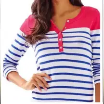 Lilly Pulitzer Adair Striped Pullover Sweater Size Small 100% Cotton