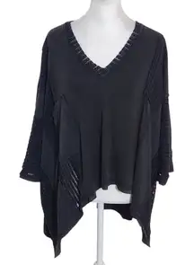 POL Distressed and Oversized Black Knit Top Size Small NWOT