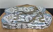 Tory Burch Patterned Platform Wedge Thong‎ Sandals Thandie All Over Print