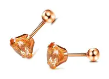 18k Rose Gold CZ Barbell Earrings