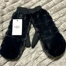 Ugg W All Over Faux Fur Black Mittens