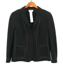 Akris Punto Satin Piped Black Stretch Blazer Jacket 12