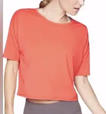 Athleta Orange Studio Crop Crewneck Short Sleeve Tee in Size Small Tall