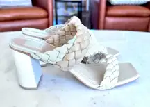 Dolce Vita Partha Ivory Multi Stella Woven Block Heel Square Open Toe Sandal NWT