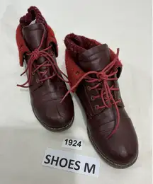 Womans Nature Breez Maroon Combat Boots Size 7