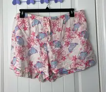 Disney women’s Eeyore Hawaiian floral pink cream drawstring‎ pajama shorts XL
