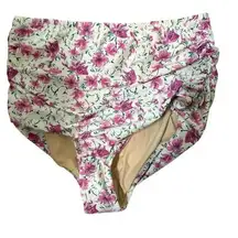 Allihop by Anthropologie pink and white floral high waisted bikini bottoms. NWT