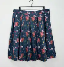 Lindy Bop Pleated Aline Skirt Teddy Bear Rabbit Skull Retro Print size 18