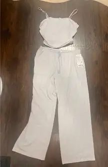 Lululemon Seersucker set purple Plaid with Drawstring Waist XL