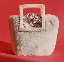 NEW  Fur Bucket Bah With Pearl Handles