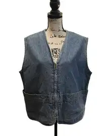 Nativelands Denim Jean Vest Blue XLarge vintage Country western pockets cowgirl