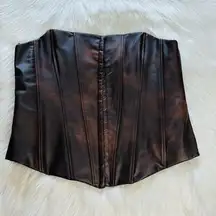 Zara Brown Distressed Faux Leather Corset Bustier