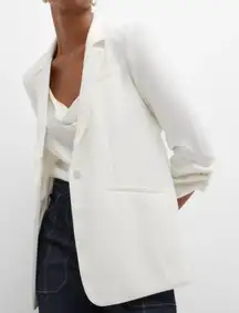 Cinq a Sept Khloe Crepe 3/4-Sleeve Blazer White