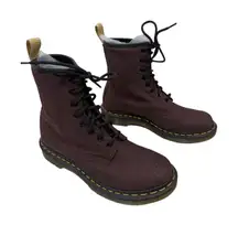 Dr. Martens Vegan Castel Combat Boots Women's 7 Burgundy Textile 8-Eye Oxblood