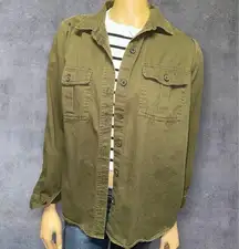 Old Navy Twill Olive Utility Shirt long sleeve Jacket for Women size M