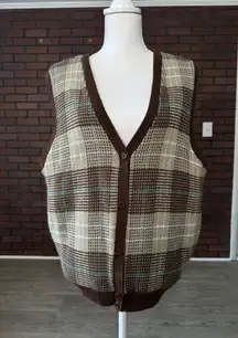 American Vintage Vintage Brown Plaid Sweater Vest