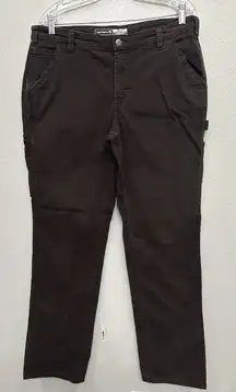 Carhartt Loose Fit Womens Carpenter Pants Size 14 TALL Brown Rugged Flex Work