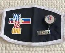 We Heal As One Filipino Heritage Flag Black Mask w/ Badge Reel Nurse Hospital