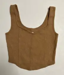 Aerie Brown Ribbed Tank Top Corset Style Cropped Sleeveless Size Small