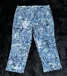 Nine West Women's Stretch Relaxed Leg Chrystie Capri Pants Blue Size 14 NWT