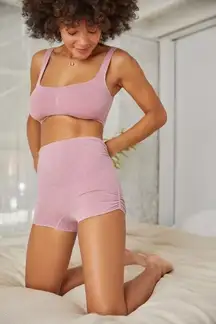 Out from Under Warm Up Seamless Waffle Shortie Shorts Pink