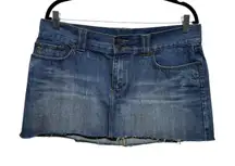 Vtg Abercrombie Fitch Denim Skirt Sz 10 Mini Micro Y2k 2000s Party Girl Distress