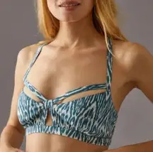 Anthropologie Pilcro Printed Surf Bra Top in Ikat Blue/White