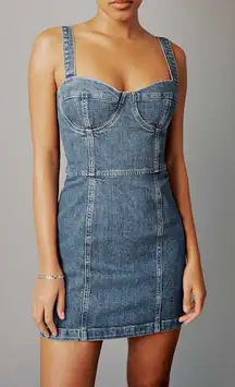 Reformation Nikki Bustier Denim Mini Dress in Blue Jean
